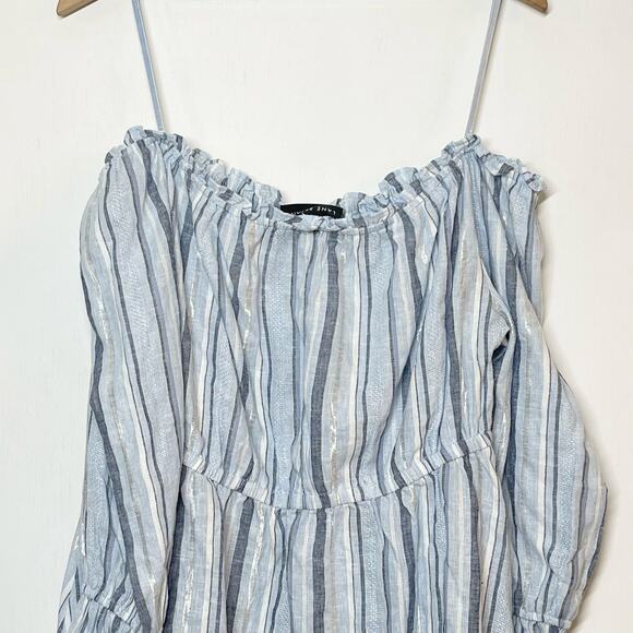 NEW Lane Bryant Off The Shoulder Top Women's Plus Size 14/16 Blue Striped Linen - Picture 6 of 11